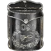 Creative Co-Op Embossed Metal Post Box with Distressed Finish, Black