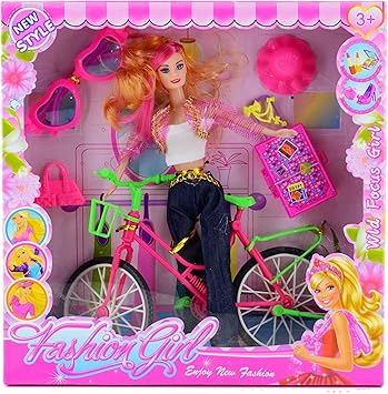 Saiti Toys Caja Muñeca con Bicicleta y complementos: Amazon.es: Juguetes y juegos