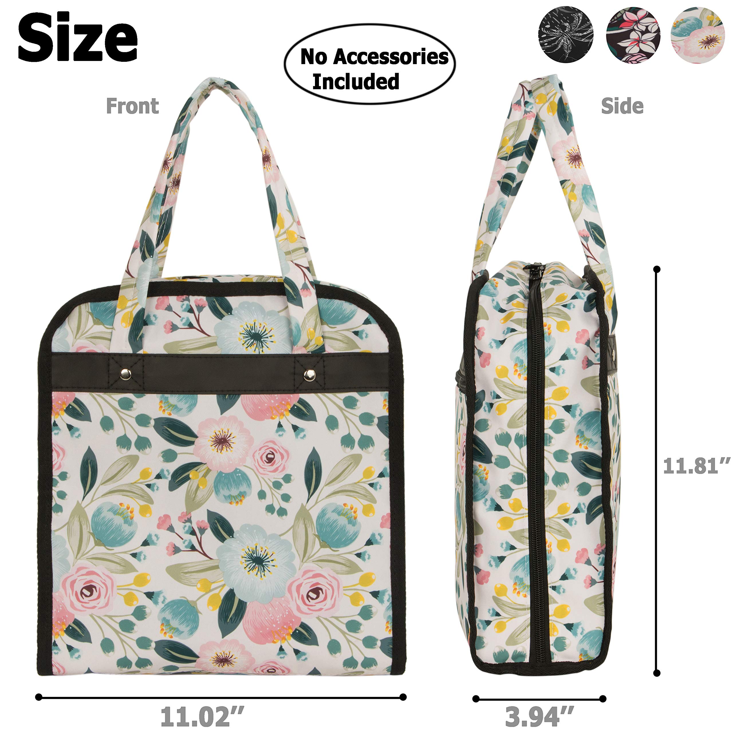 PACMAXI Sewing Accessories Storage Bag, Knitting, Craft Tools and Accessories Organizer, Roomy Carrying Bag for Sewing Tools and Accessories, Flower With Beige Background, L, Travel