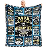 EQNWI Christmas Papa Gifts Throw Blanket 60"x50", Birthday Gifts for Papa from Grandkids, Grandchildren, Best Papas Gift from Granddaughter, Birthday Presents for Papas from Grandson