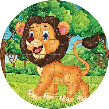 Pola Puzzles Lion Circular Tiling Puzzles 60 Pieces for Kids Age 5 Years and Above Multi Color Size 29CM X 29CM Jigsaw Puzzles for Kids