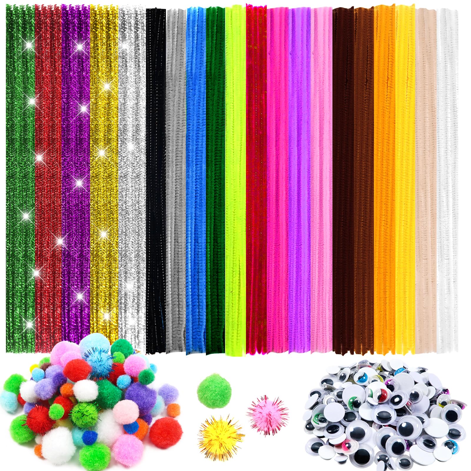 TOAOB 320 Pack of Coloured Pipe Cleaners Ideal For Arts and Crafts; Create All Kinds of Animals, for Craft, DIY, Art Supplies