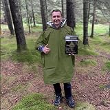 aZengear Emergency Survival Poncho 4pc Thermal Mylar Foil Hooded Green view 8