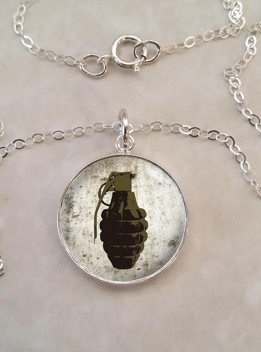 Silver grenade pendant Clearance