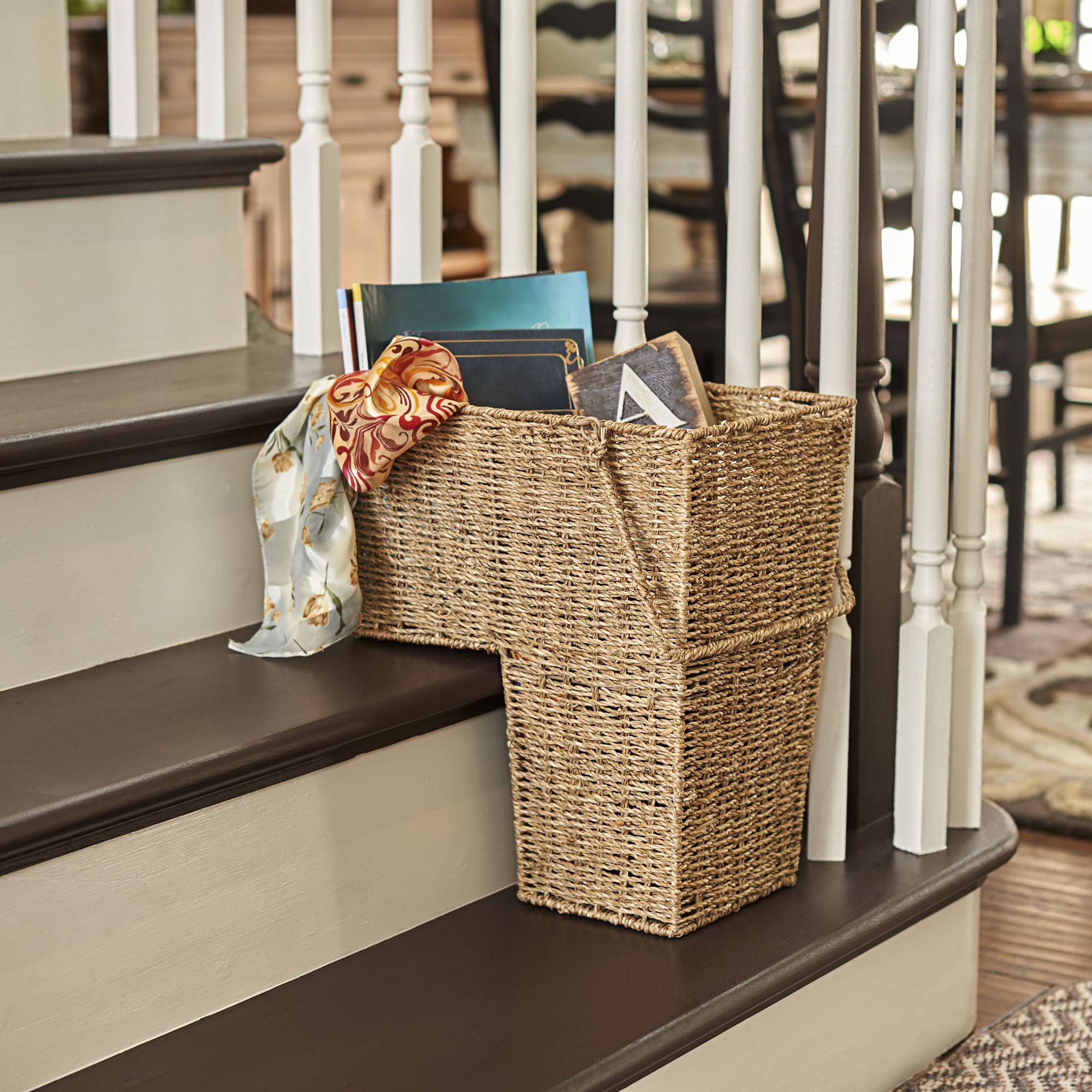 Household Essentials ML5647 Seagrass Wicker Stair Step Basket with