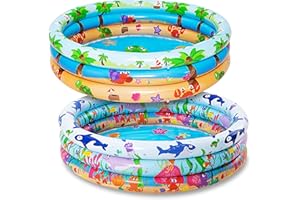 JOYIN 2 Pack 47" Baby Pool, Float Kiddie Pool, Inflatable Baby Swimming Pool with 3 Rings, Seasonal Merriment for Children, Indoor and Outdoor Water Game Play Center for Toddlers