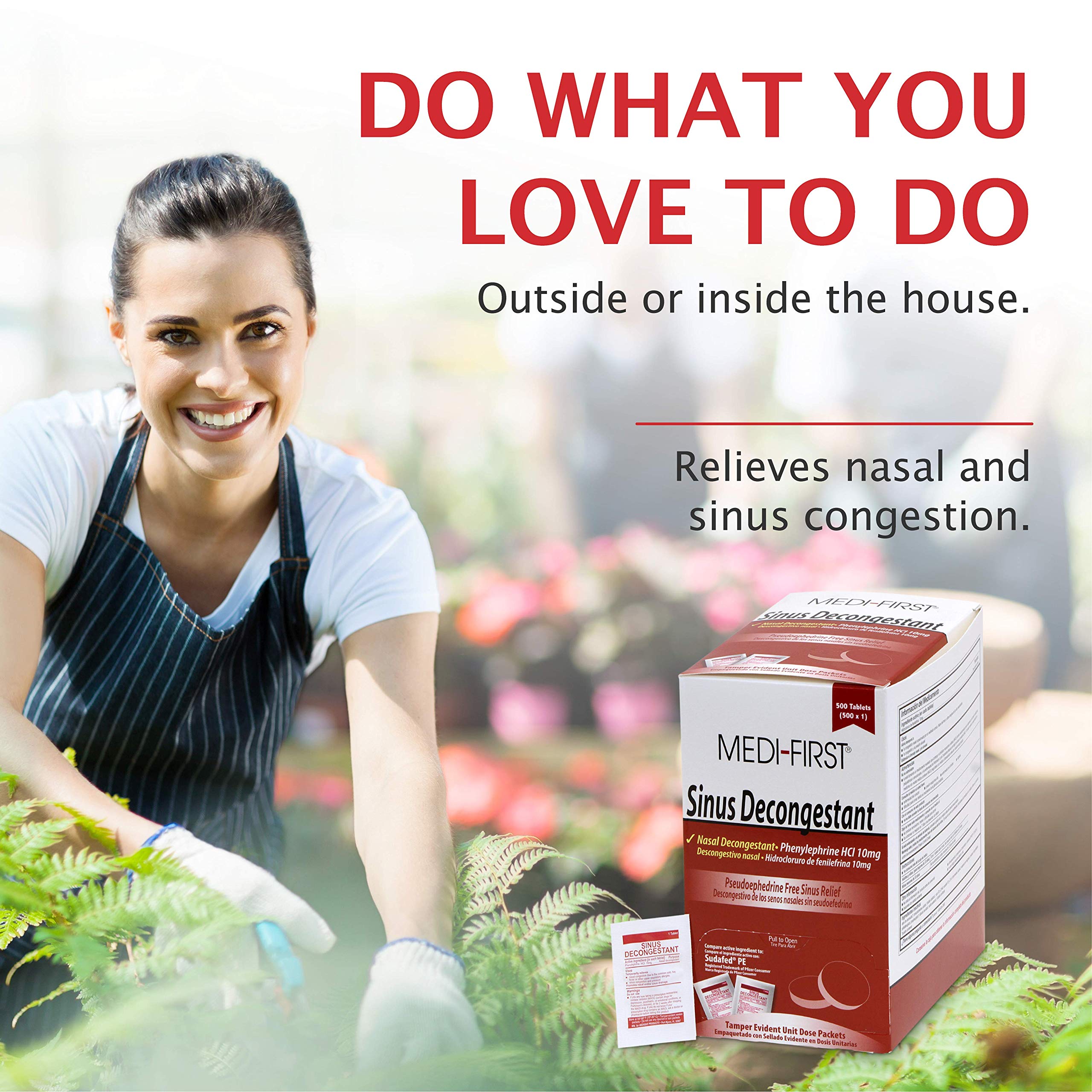 Medi-First 80913 Sinus Decongestant, Nasal Decongestion Pills, 500 Count