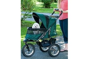 PET GEAR INC Pet Gear No-Zip Jogger Pet Stroller for Cats/Dogs, Zipperless Entry, Airless Tires, Easy One-Hand Fold, Cup Holder + Storage Basket, Hunter