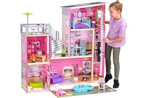 KidKraft Uptown Wooden Modern Dollhouse with Lights & Sounds, Pool and 36 Accessories