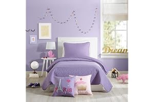 URBAN PLAYGROUND All Seasons Coty Purple Quilt Set - 2 Piece Soft Brushed Microfiber Kids Bedding Set for Boys/Girls - Machine Washable (Twin)