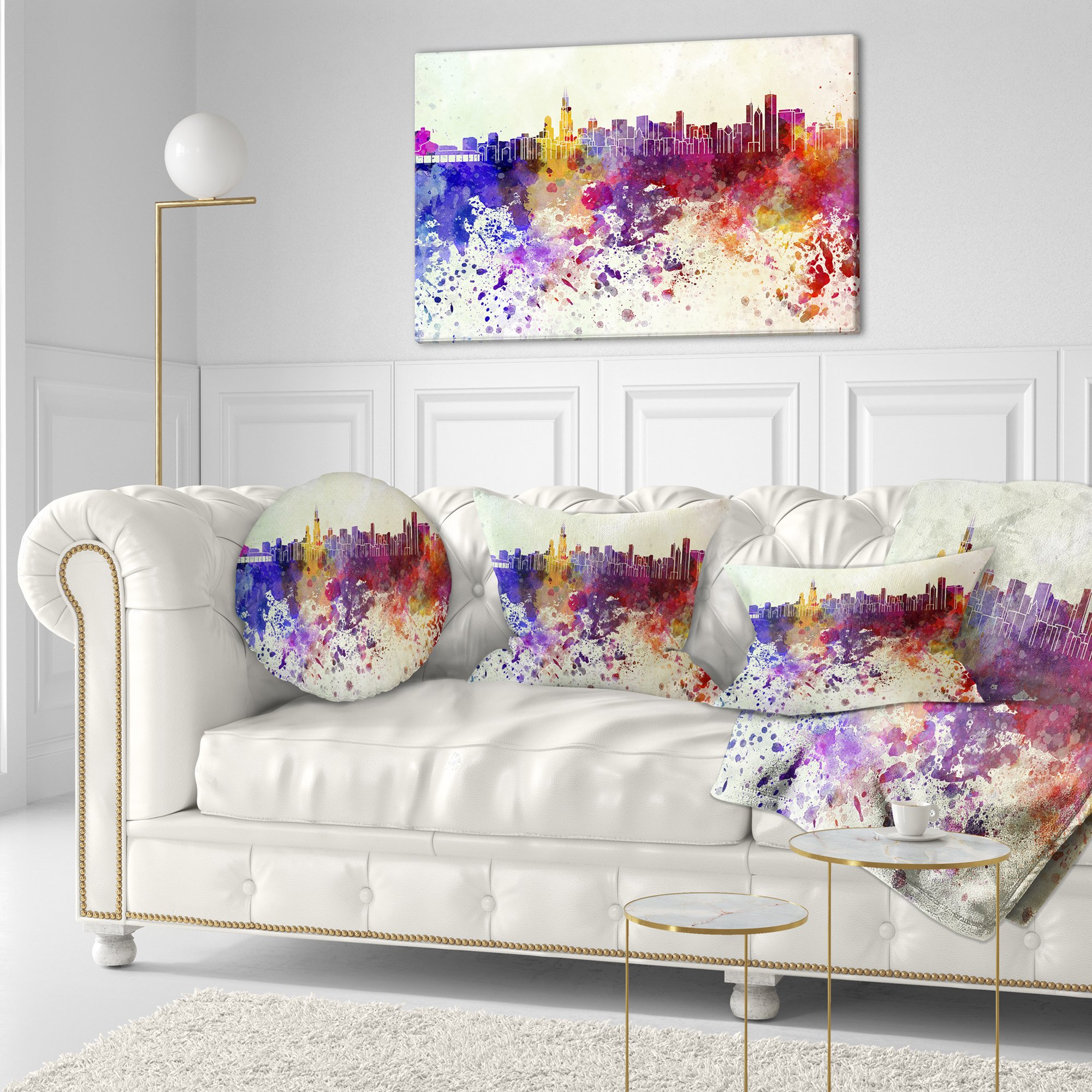 Photo 1 of ***FACTORY SEALED***Designart PT6542-40-20 Chicago Skyline-Cityscape Canvas Art Print-40x20, 40 x 20 in, Purple