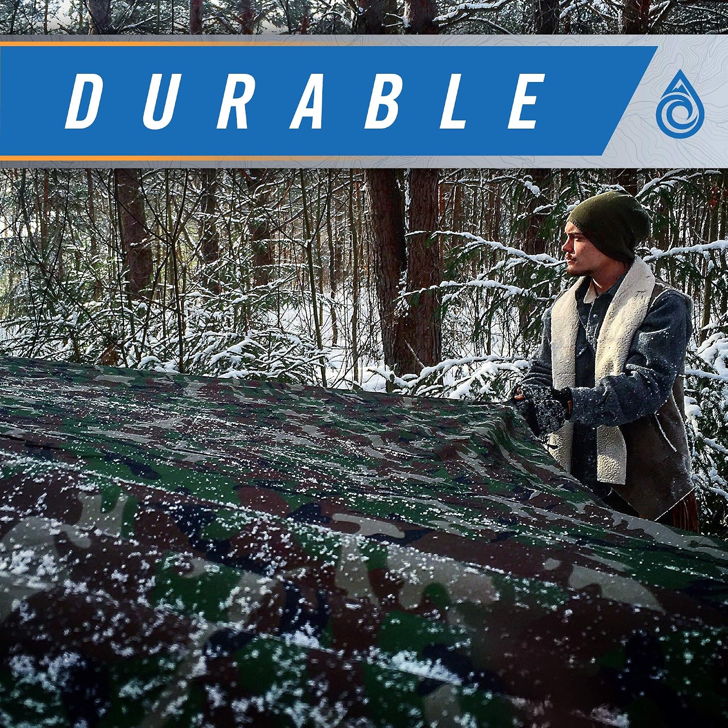 Aqua Quest Safari Tarp - 100% Waterproof Lightweight SilNylon Bushcraft Camping Shelter - 3x2, 3x3, 4x3, 6x4 Olive Drab or Camo (Olive Drab, 3 x 2) - Image 5