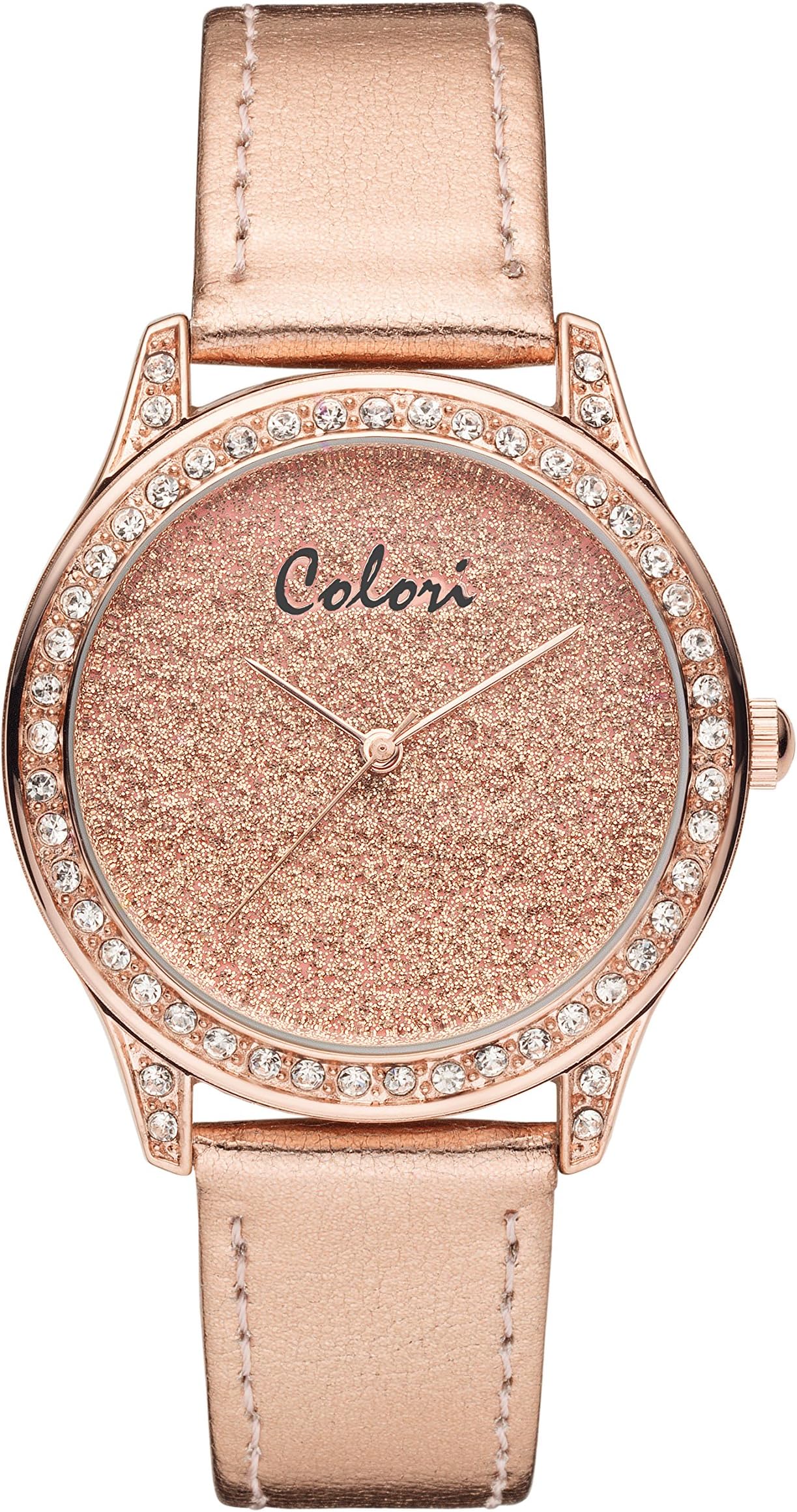 Colori Watch | Supreme Zirkonia | Wristwatch for Ladies | Leather Band Ø 37mm rosé