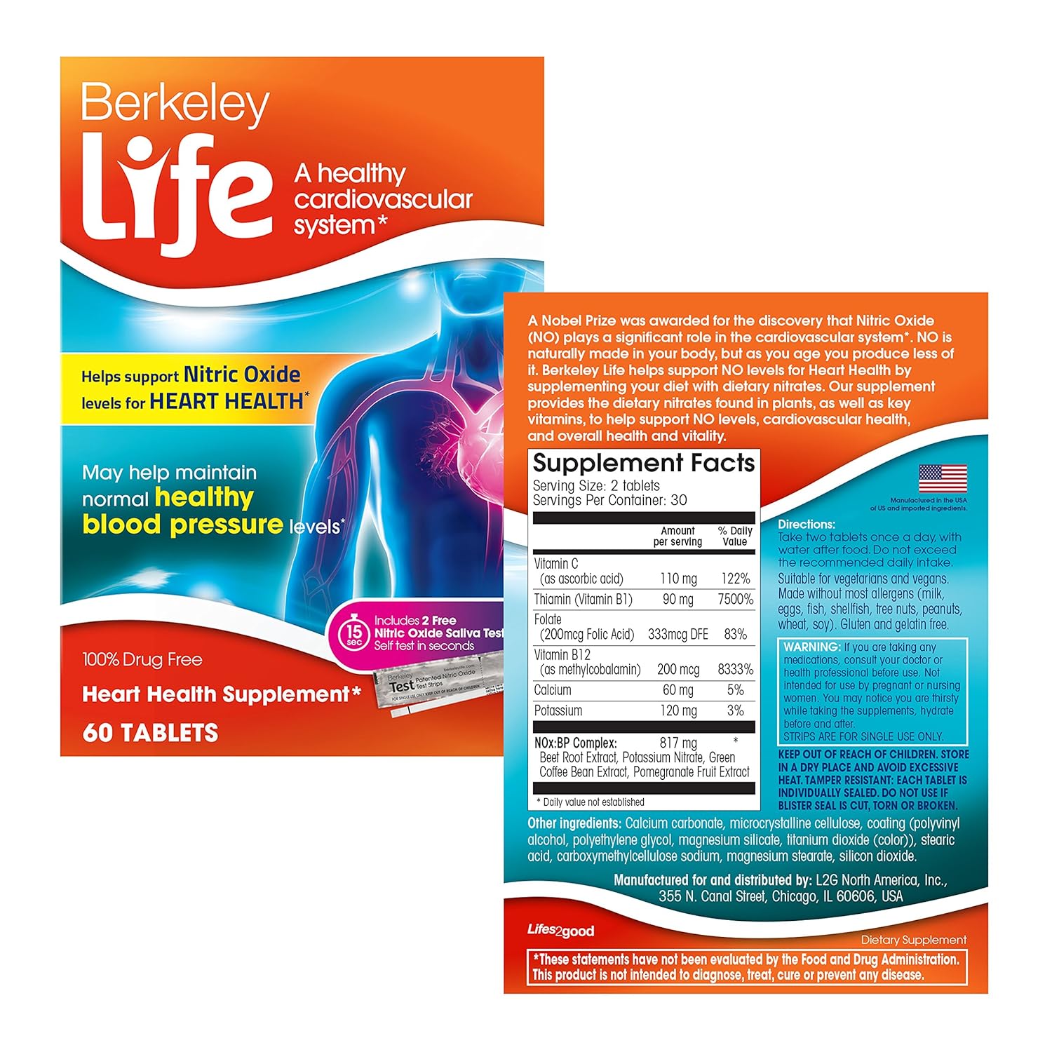 בריאות ומשק הבית Blood Pressure Supplement Berkeley Life Nitric