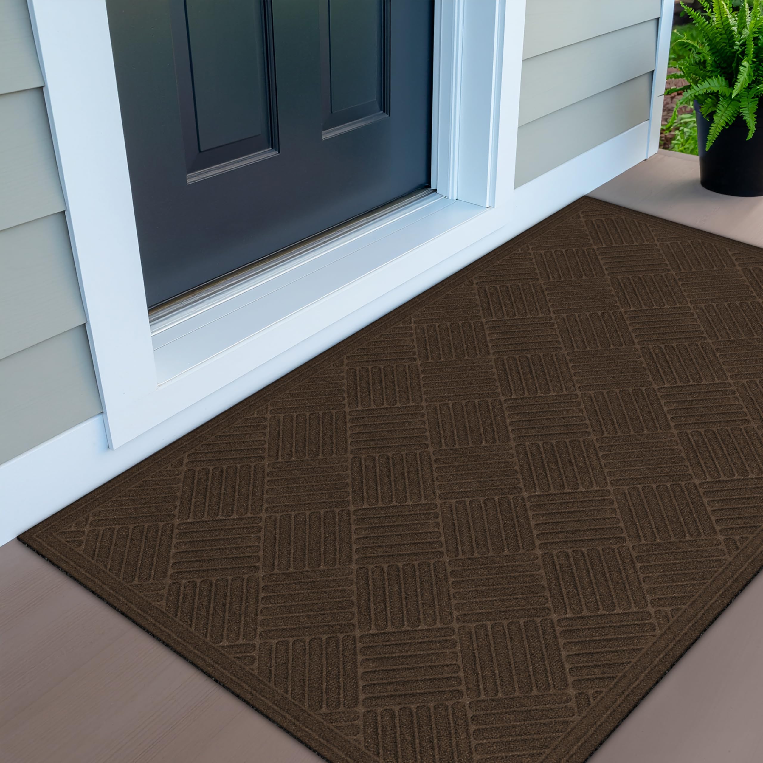 Apache Mills Textures 3' x 5' Basketweave Heavy Duty Walnut Door Mat – Weather & Stain Resistant, Non-Slip, Durable Outdoor Mat, Made in USA – Superior Scraping Entrance Mat for Home & Commercial Use Image Apache Mills Textures 3' x 5' Basketweave Heavy Duty Walnut Door Mat – Weather & Stain Resistant, Non-Slip, Durable Outdoor Mat, Made in USA – Superior Scraping Entrance Mat for Home & Commercial Use Image