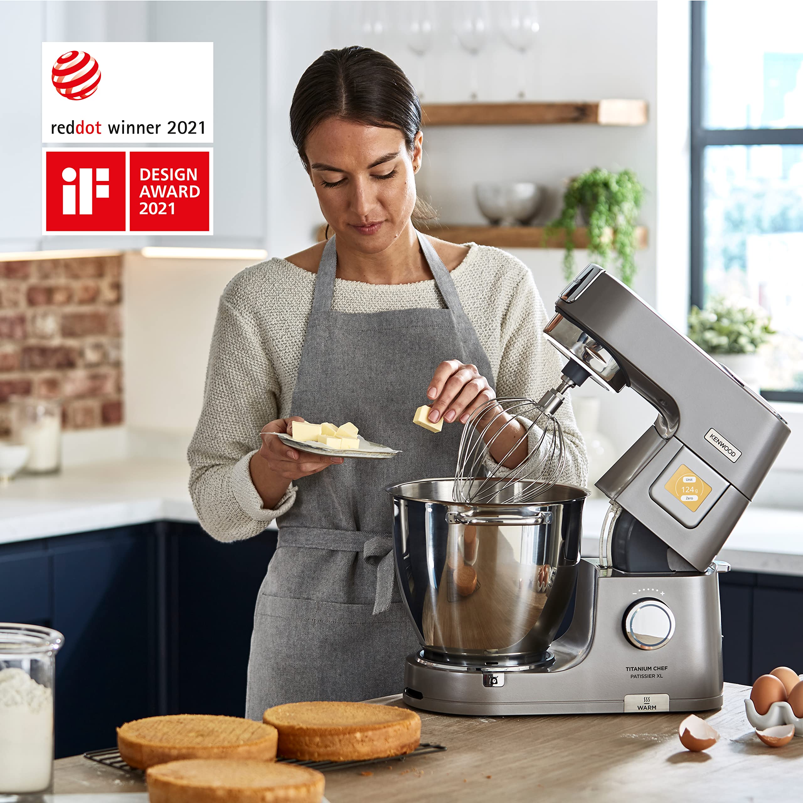 Kenwood Titanium Chef Patissier XL KWL90.034SI – Küchenmaschine mit integrierter Waage & 7 L Rührschüssel mit Wärmefunktion, 1400 Watt, inkl. 4-teiligem Patisserie-Set, silber 8