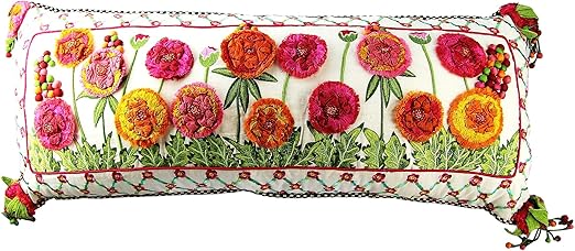Amazon Com Mackenzie Childs Marrifield Red Poppy Lumbar Pillow