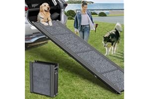HERCCRETA WIGGE Dog Ramp for Car 71" Extra Long & 17.2" Wide Folding Pet Ramp Dog Ramps for Large Dogs with Non-Slip Rug Surface Portable Dog Car Ramp for SUV Car & Truck, Outdoor Dog Ramp Up to 270 LBS