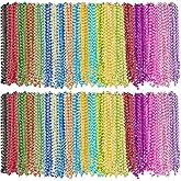 Janinka 200 Pcs Mardi Gras Beads 33 Inch 6mm Metallic Necklaces Accessories Bulk Multi Colors Carnival Beads Necklace for Women Parade Throws Party Accessories