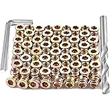 PGMJ 80 Pieces M6 Wood Inserts Bolt Furniture Screw in Nut Threaded Fastener Connector Hex Socket Drive for Wood Furniture As