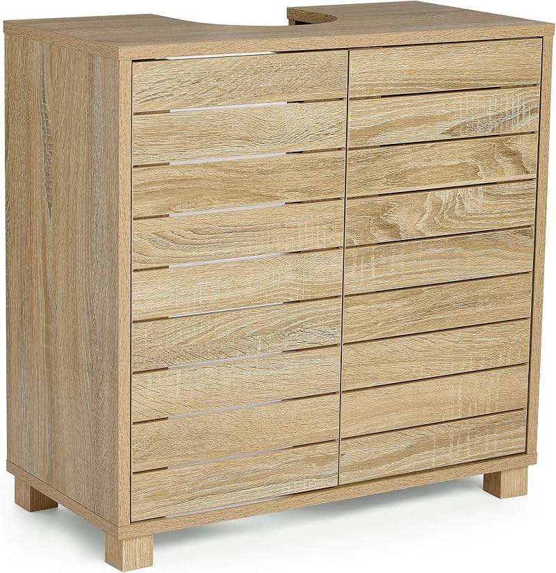 VonHaus Chester Under Sink Cabinet Oak Effect 2 Shelves Anti-Tip