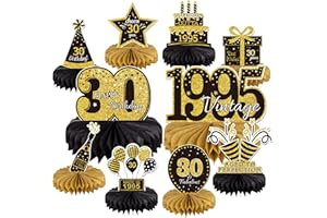 GEXOLENU 10PCS 30th Birthday Decorations Centerpieces for Table Decorations, 2025 Vintage 1995 Honeycomb Table Topper Back in 1995 Birthday Party Decoration for Him and Her(Gold & Black, 30 Years)