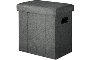 COSYLAND Tall Ottoman with Storage - 42x27x42 CM Slim Ottoman Footrest Foot Stool, Folding Small Ottoman Bench Seat with Hand