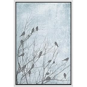 SIGNWIN Framed Canvas Wall Art Birds on Tree...