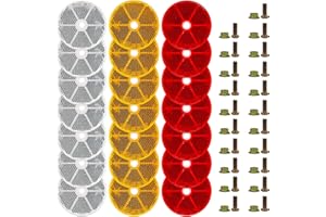 PLUMAGEpp 21 Pcs Reflectors,Round Reflectors Screw with Center Mounting Hole for Mailboxes,Driveway,Tunnels,Post,Cars,Ship,Trailer Reflector,Garage Fence Door(White,Red,Yellow)