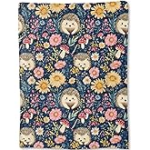 ainori Hedgehog Blanket - Cute Floral and Mushroom Fleece Throw,Gifts for Kids Adult, Soft & Warm,Lightweight, for Modern Rustic Whimsical Decor, Animal Lovers, and Room Home Accents 50x60in