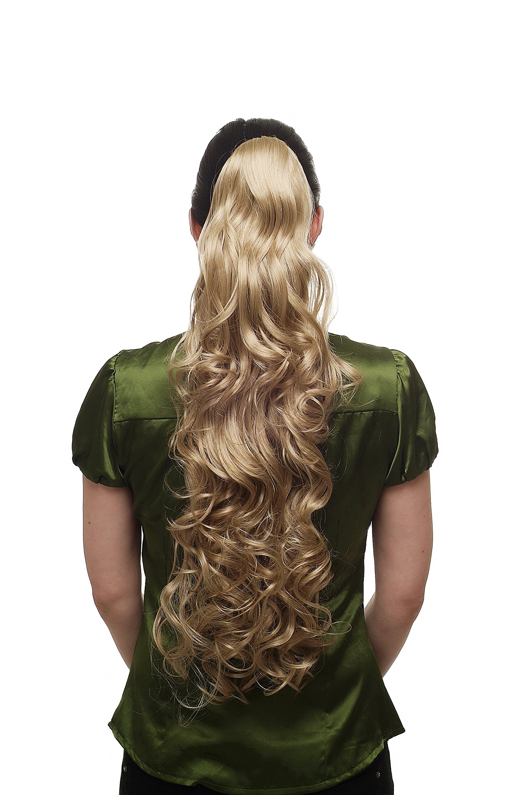 WIG ME UP - Hairpiece Ponytail with Claw Clamp/Clip Extremely Long Full Voluminous Curls Medium Blond T118-24 65 cm