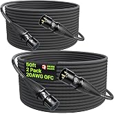 AA AUDIO ACCESSORY XLR Cables 50 ft 2Pack, 20AWG OFC Dual Shielded Mic Cord | Neutrik REAN Gold-Pin Connector, Kevlar-Reinforced Heavy Duty Nylon Braided Noiseless Balanced Microphone Cable for Shure Mic