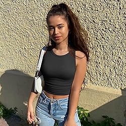 OQQ Women's 2 Piece Tank Tops Crew Neck Sleeveless