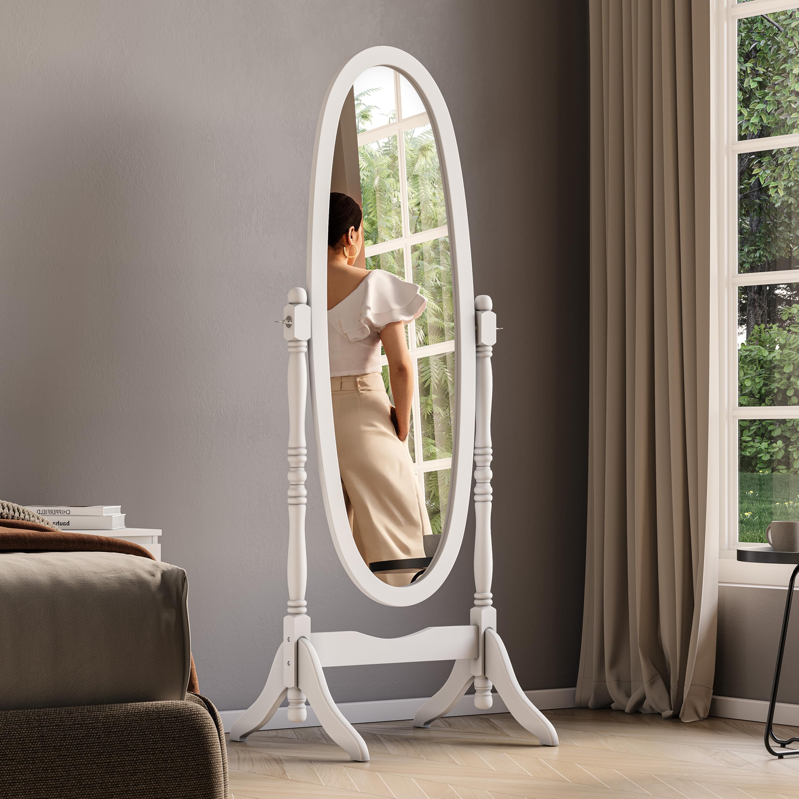 Vida Designs Nishano Cheval Mirror Floor Free Standing Full Length Dressing Adjustable Furniture Large White