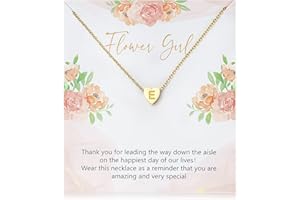 OSNIE Flower Girl A-Z Alphabet Pendant Necklace 14K Gold Plated Tiny Capital Letter Initial Heart Pendant Necklace Wedding Day Thank You for Being My Flower Girls Jewelry Gifts Proposal from Bride