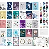 Dessie 30 Unique Sympathy Cards With Greetings Inside. 30 Different, Large Greeting Cards With Envelopes and Matching Sealing Stickers. Includes Sturdy Storage Box.