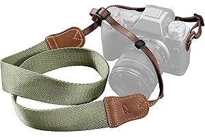 Padwa Lifestyle Camera Strap - 1.5" Vintage Woven Cotton Crazy Horse Leather Cowhide Head Camera Straps for All DSLR Cameras,