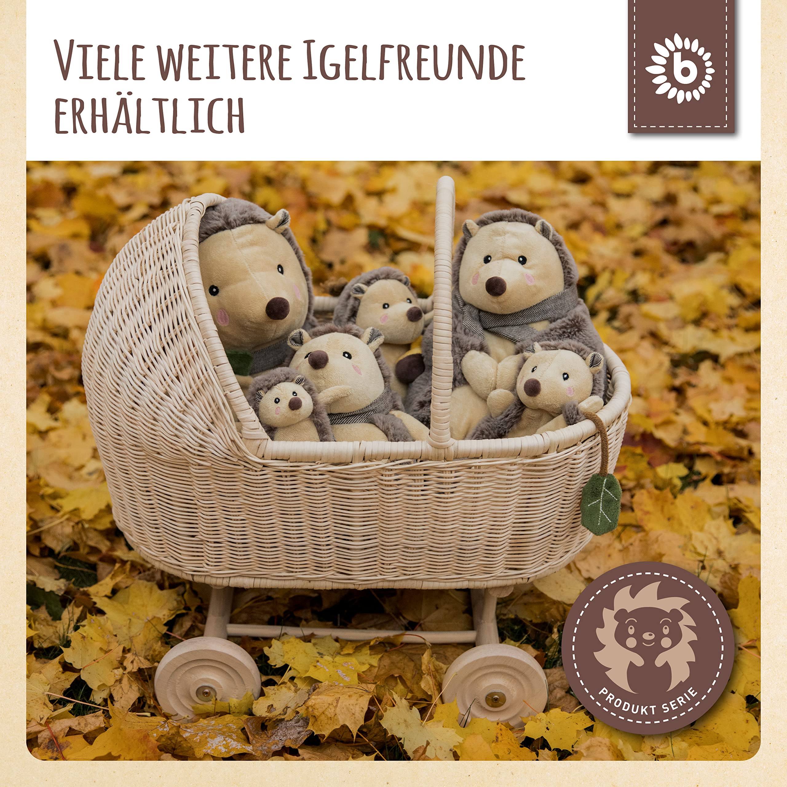 Bieco Baby-Igel Kuscheltier | Süßes Waldtiere-Geschenk aus Baumwolle | Schnuffeltuch und Schmusetuch mit Knister-Spielzeug 6