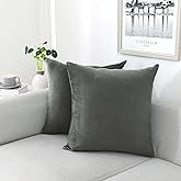 NiNi ALL Decorative Throw Pillow Covers Velvet 18x18 Inch Dark Grey Pack of 2 Cushion Covers Soft for Couch Sofa Bedroom Living Room Outdoor
