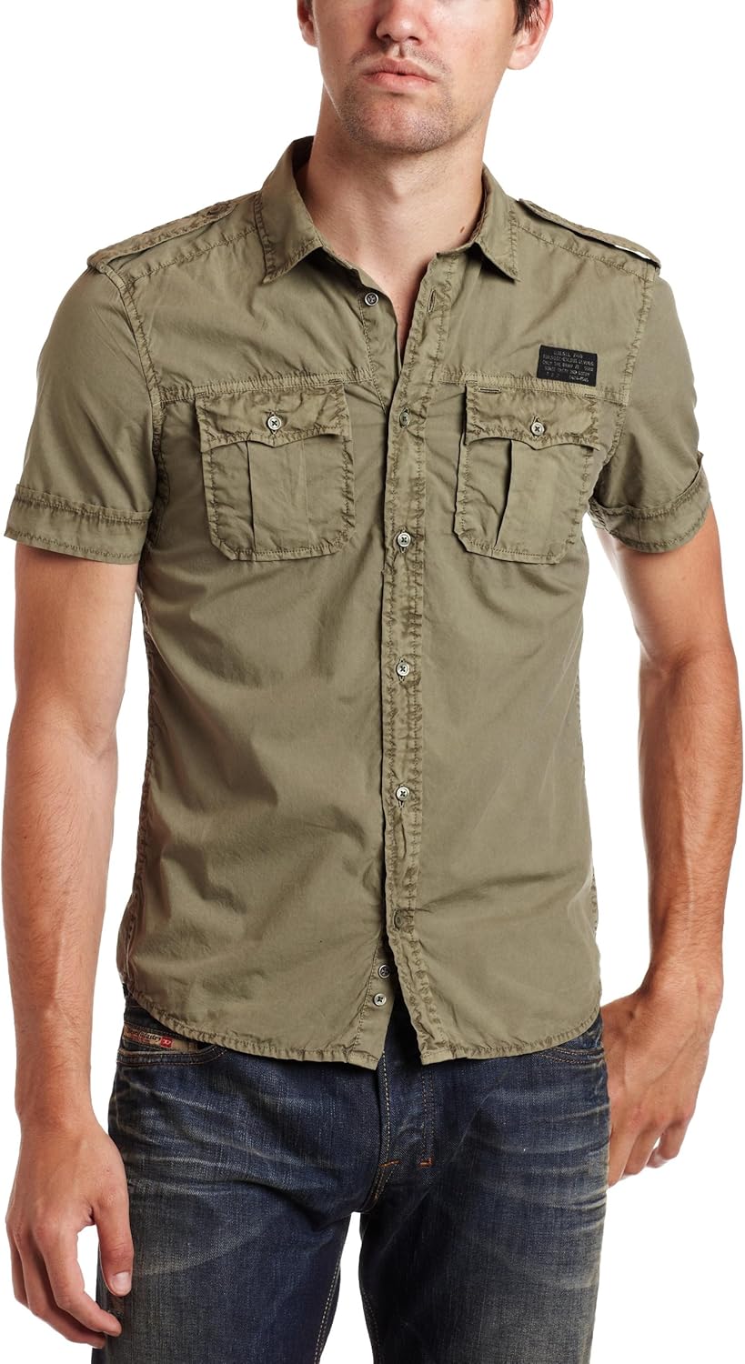 Diesel Men's Squieti Short Sleeve Shirt at Amazon Men’s Clothing store
