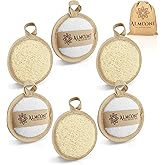Almooni Natural Loofah Exfoliating Facial Scrubber, Made with Natural Egyptian Shower Loofah Sponge, Bath Shower Loofah Sponge for Women and Men, for Face That Gets You Clean - 6 Count (1 Pack)
