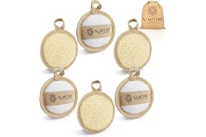 Almooni Natural Loofah Exfoliating Facial Scrubber, Made with Natural Egyptian Shower Loofah Sponge, Bath Shower Loofah Sponge for Women and Men, for Face That Gets You Clean - 6 Count (1 Pack)