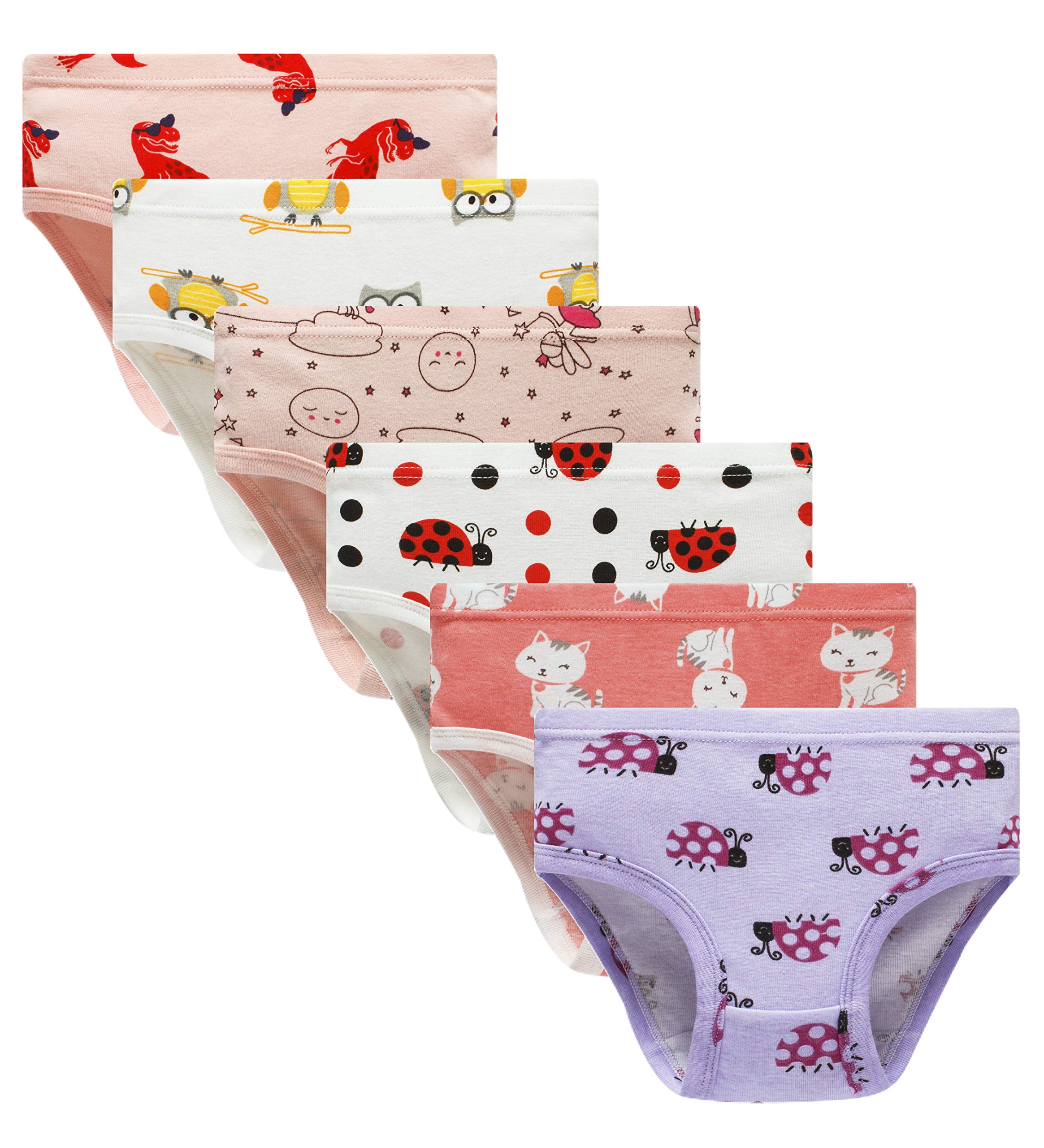 Little Girls' Soft Cotton Underwear Kids Cool Breathable Comfort Panty Briefs Toddler Undies(Pack of 6)