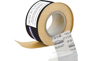 ProductionShop Premium 150 Grit PSA Gold Longboard Sandpaper, 2-3/4" Wide Continuous 12 Yard Roll - Self Adhesive Stickyback for Autobody Paint, Wood Air File Long Board Sanders, Hand Sanding Blocks