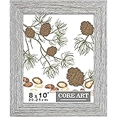 CORE ART 8x10 Picture Frame, Handmade Wood Rustic Gray Photo Frame, High Definition Semi-tempered Glass Wall or Tabletop Display