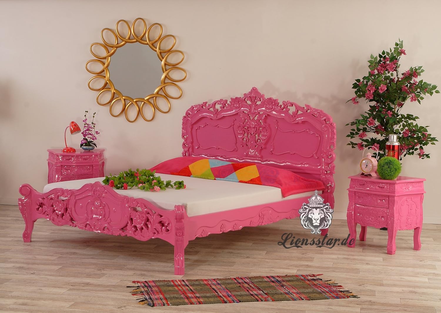 Rokoko Bett Mahagoni Pink 160x200, 180x200, 200x200: Amazon.de: Küche