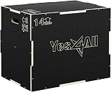 Yes4All 3 in 1 Non-Slip Wooden Plyo Box 16 14 12 inches Black