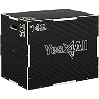 Yes4All 3 in 1 Non-Slip Wooden Plyo Box, Plyometric Jump Box for Skipping, Jumping, Lunges, Squats, Step-Ups, Dips, and More 