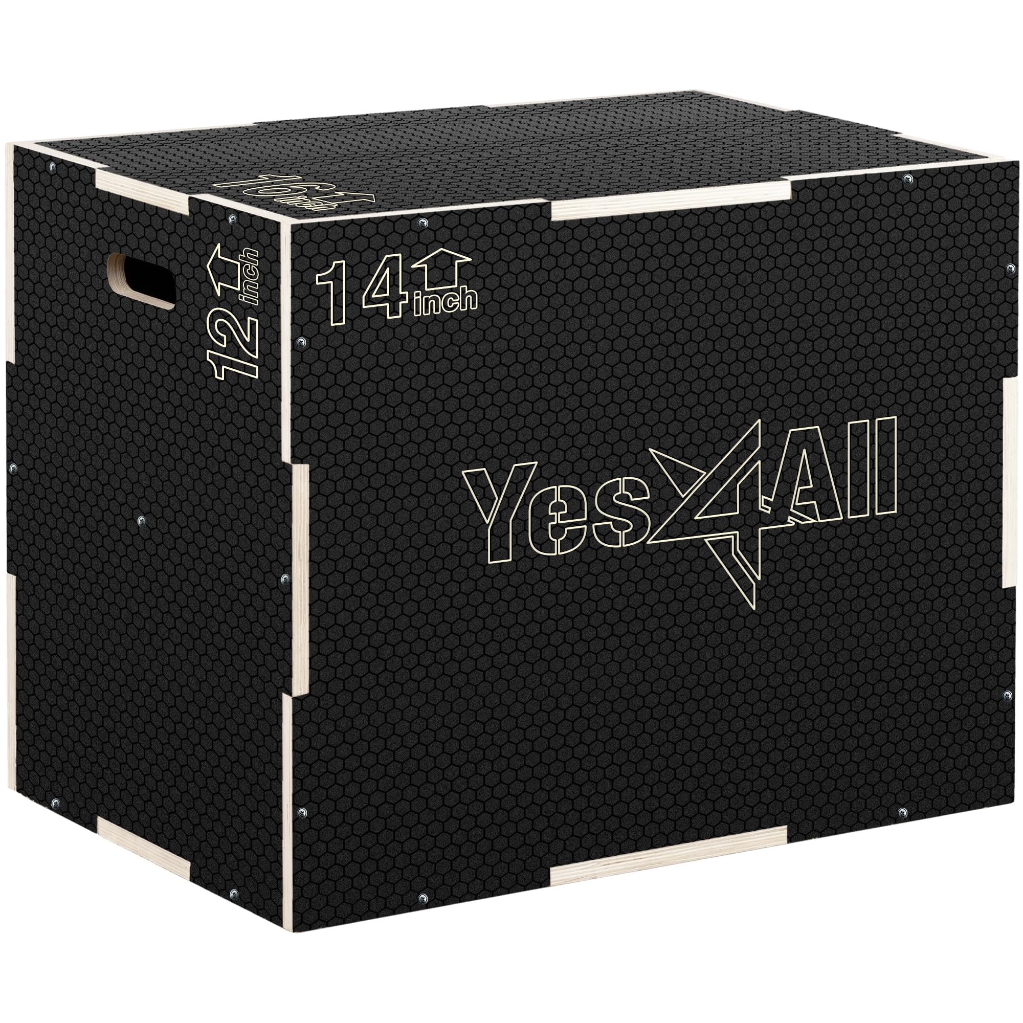 Yes4All 3 in 1 Non-Slip Wooden Plyo Box, Step Up Box for Workout, Plyometric Jump Box for Skipping, Jumping, Lunges, Squats, Dips
