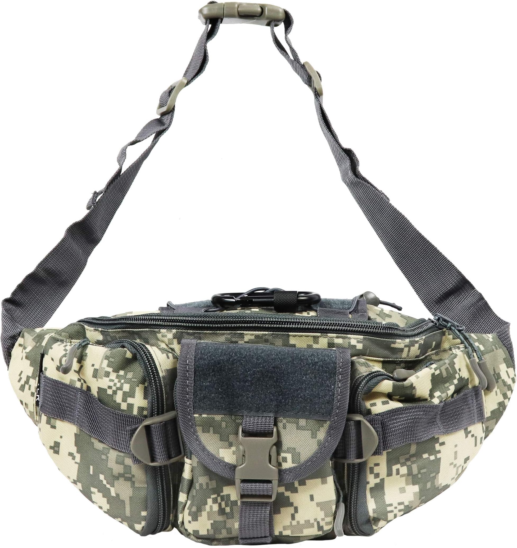 OSAGE RIVER Fishing Fanny Pack, 900D Nylon Fishing Tackle Bag, Heavy Duty Outdoor Waist Bag, Crossbody Bag for Freshwater or Saltwater Fishing Gear, Camo